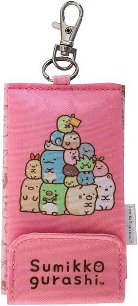 Amazon Co Jp ヒラ商 キーケース ピンク 11 5 6 5cm すみっコぐらし リール付き 紛失防止 簡単収納 T Smkk 01 1個 シューズ バッグ