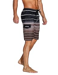 unitop Men's Colortful Striped Swim Trunks Surfing