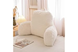 Btargot Reading Pillow Bed Wedge Large Adult Backrest Lounge Cushion with Arms | Back Support for Sitting Up in Bed White