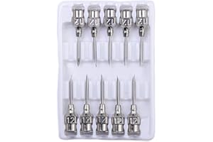 REUVIBK 12 Gauge Veterinary Needles, Cattle Needle Poultry Injection Needles 10 Sticks, Suitable for Pigeons, Chickens, Ducks, Geese, Pigs, Sheep, Horses, And Other Large And Small Animals (12*25mm)
