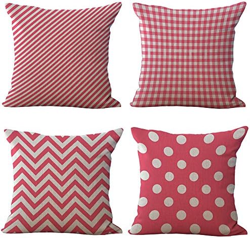 Geometric Decorative Throw Pillowcases Set of 4, ZONK Square Cushion Covers Sofa Office Car Patio Furniture Decor, 18x18inch, Style 3