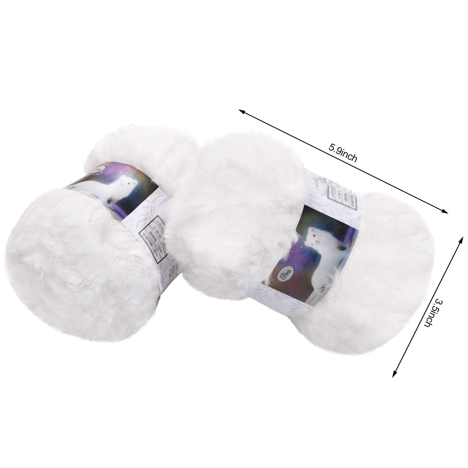 2 Pieces Soft Fur Yarn - Fuzzy, Fluffy Faux Fur Eyelash Yarn, Cream for Crochet, Knitting Projects - 30m/50g Each(White)