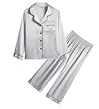 SWOMOG Kid Girls Boys Silk Satin Pajamas Set