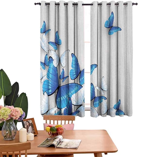 Cortinas opacas para sala de estar, cortinas para cocina, mariposas