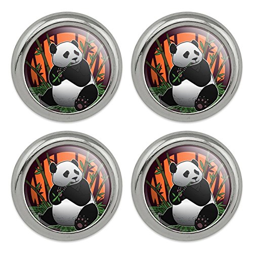 Giant Panda Bear Eating Bamboo Metal Craft Sewing Novelty Buttons - Set of 4