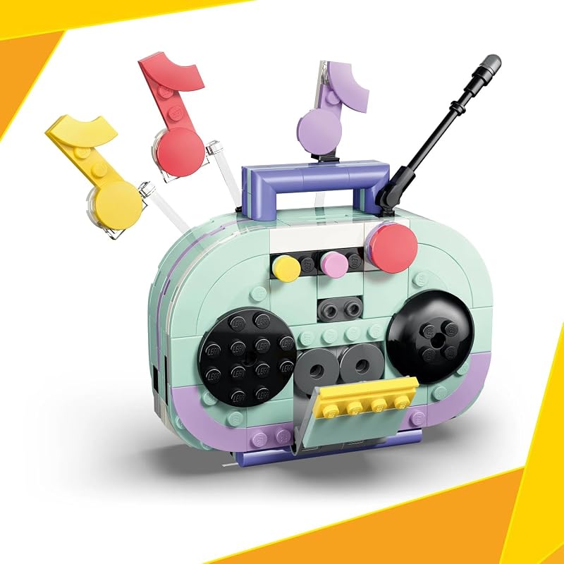 Creator 3en1 Piano Musical Decorativo con Gato de Juguete - Transformable en Radio Retro o Tocadiscos Vintage - Decoración de la Habitación Infantil - Regalo para Niñas y Niños de 9+ Años - 31392