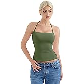 SUUKSESS Women Halter Double Lined Tank Top Backless Going Out Camisole Crop Top