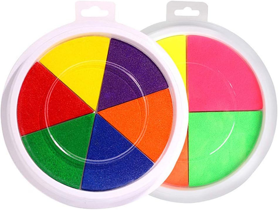 Artibetter 2pcs Rainbow Ink Pad Large Finger Ink Pads
