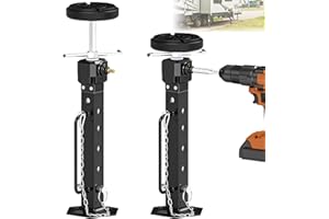 AUH 2025 New Upgraded RV Trailer Stabilizer Jacks Adjusted from 13.8"-26.8" Camper Slide Out Support Jacks with Rubber Pad for RV Patio, Aluminum Gear Box (Electric Drill Adjust),Supports Up to 5,000 lbs