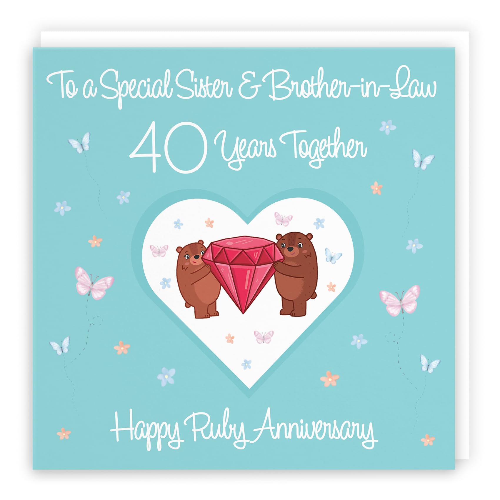 Hunts England - Sister & Brother-in-Law 40th Anniversary Card - 40 Years - Ruby Anniversary - Romantic Meadows - Fun Card - 40th Anniversary Card For Sister And Brother-in-Law — image 1