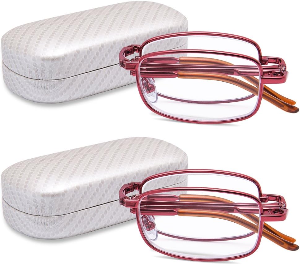 EYEGUARD Readers 2 Pack Fashion Compact Folding Reading Glasses for Women