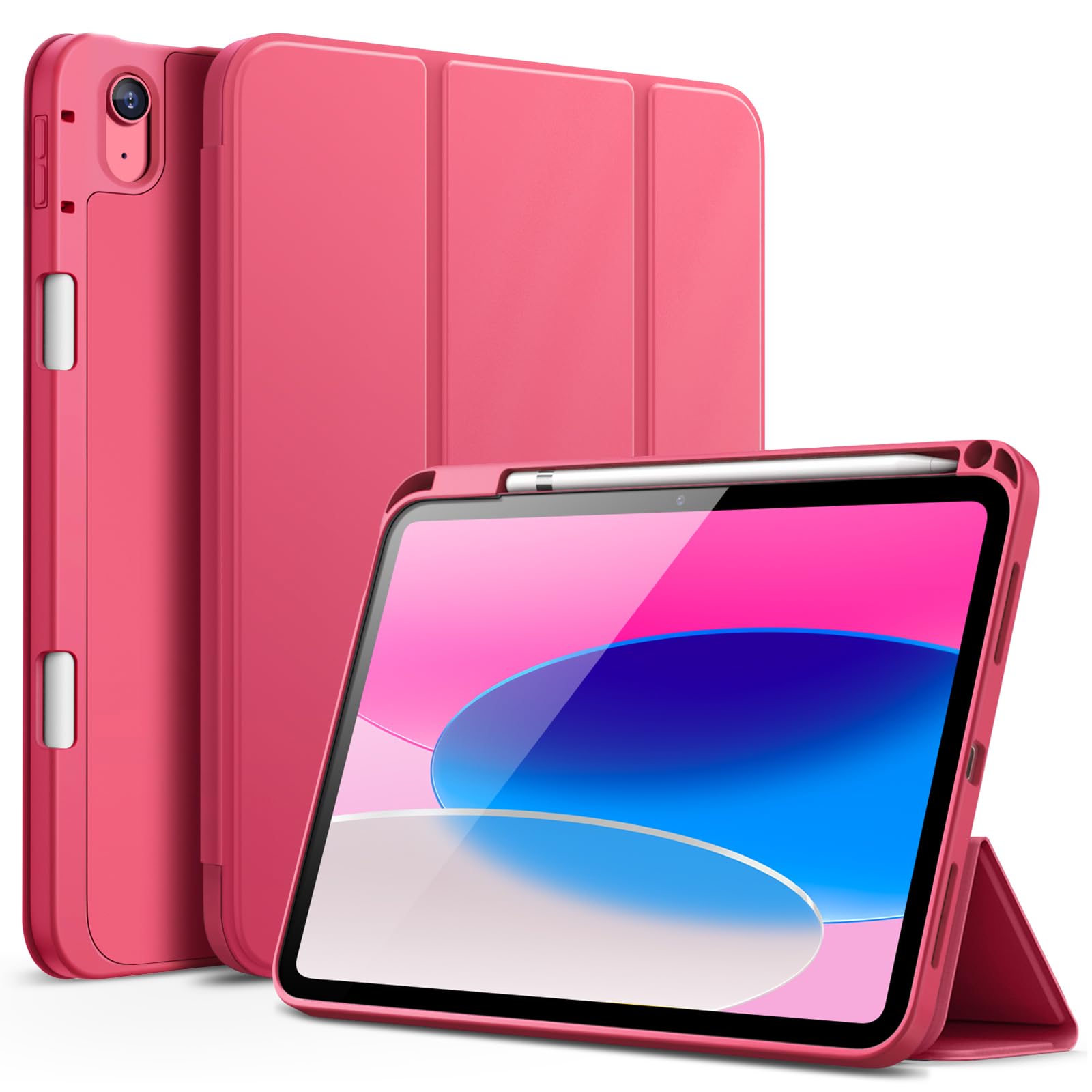 JETech Case for iPad (A16) 11th/10th Generation (2025/2022) with Pencil Holder, Slim Tablet Cover with Soft TPU Back, Auto Wake/Sleep (Pink) — image 1