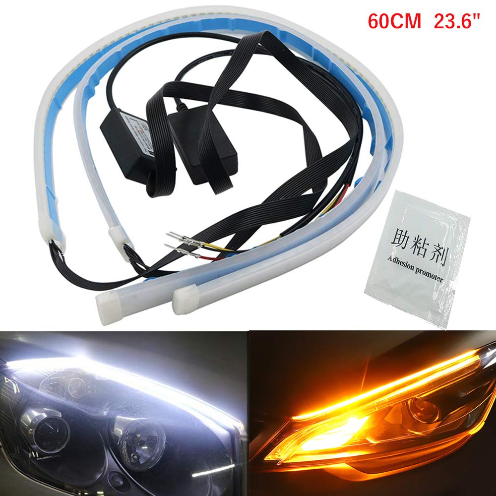 2 Luci LED A Striscia Per Auto - 60cm Bianco 6000K, Impermeabili Per DRL - Foto 2