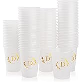 Lingringdcy 100 Monogrammed Cups Disposable Initial Plastic Cup 12 oz Wedding Personalized Cup for Wedding Reception Baby Shower Birthday Party(Letter D)