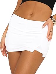 EG CHRIS G Women's White Mini Skirt Sex Mid-Waist