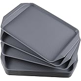 Callyne 12-Pack Plastic Fast Food Trays, Cafeteria Serving Tray, Gray