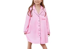 Jxstar Girls Satin Nightgowns Silk Pajamas Sleepwear Long Sleeve Night Dresses
