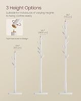 VASAGLE Coat Rack Freestanding 8 Hooks 3 Heights Rubber Wood Cloud White view 7
