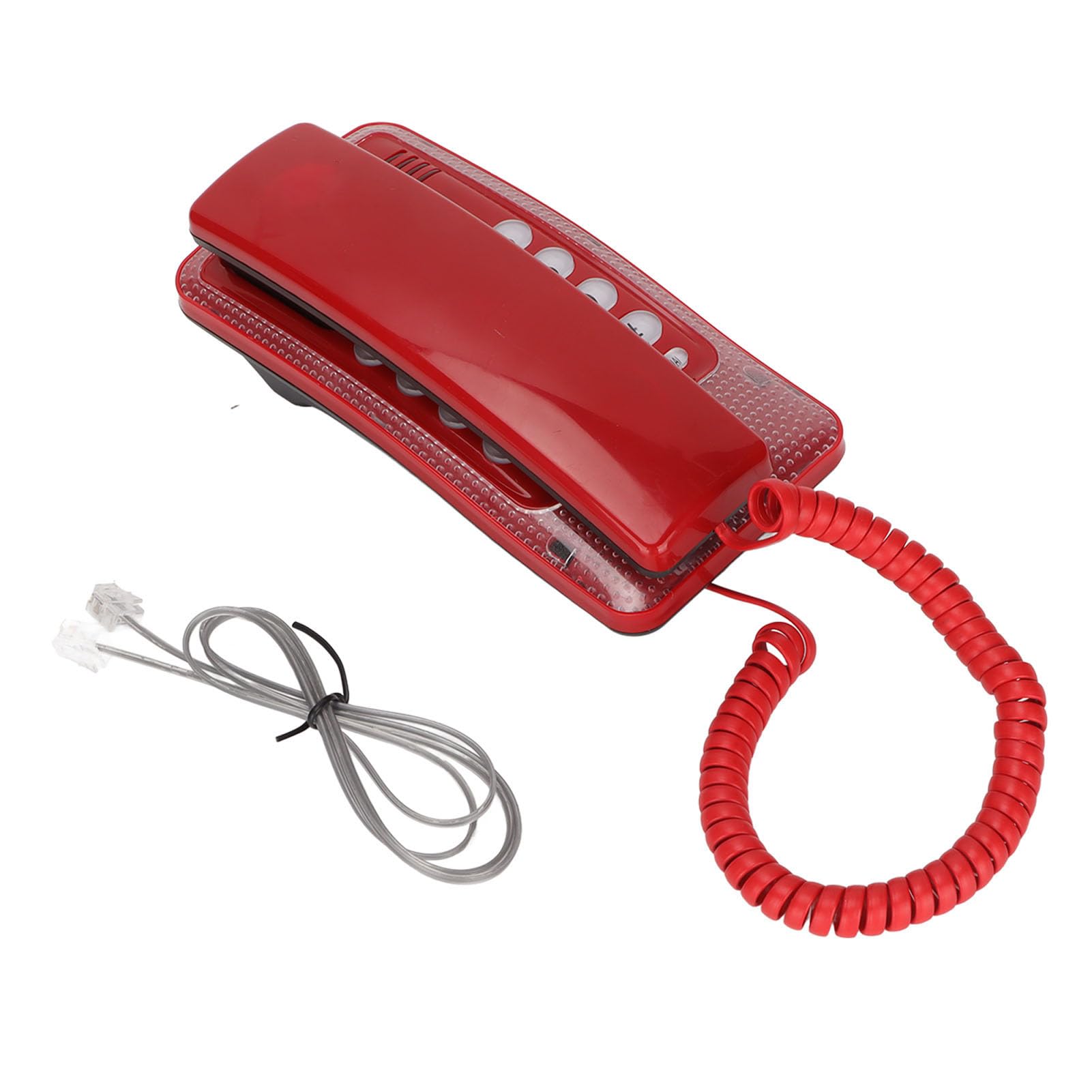 Corded Telephone, Wall Telephone Mute Function ABS Quick Flash Function for Hotel for School Red