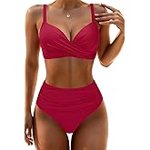Aqua Eve Women Underwire Bikini Set - High Waisted Two Piece Swimsuit Tummy Control Bathing Suit 2025 Push Up Swimwear