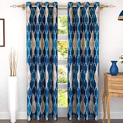 Home Furniture Diy 2 Piece 7ft Curtains Pelmets Blue Color