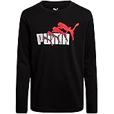 PUMA Boys' T-Shirt - Long Sleeve Logo T-Shirt for Boys - Athletic Crewneck Long Sleeve Tee (S-XL)