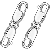 2pcs Double Lobster Clasps, 925 Sterling Silver Double Lobster Clasp Extender Jewelry Lobster Clasp Bracelet Extender Necklace Clasps Accessories for Jewelry Making