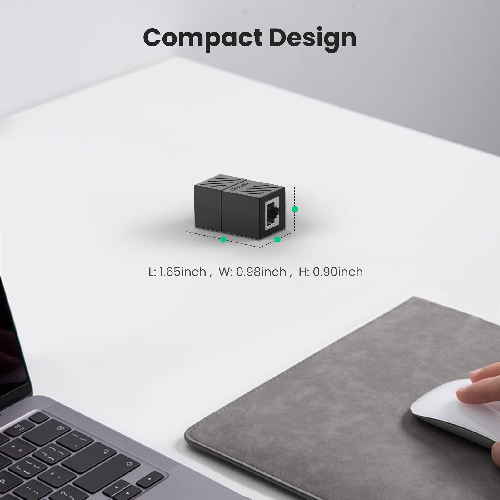 UGREEN RJ45 Coupler Ethernet Extender 1000Mbps, Cat7 Cat6 Cat5e 328ft Ethernet Cable Extender, LAN Connector in Line Coupler Female to Female Black