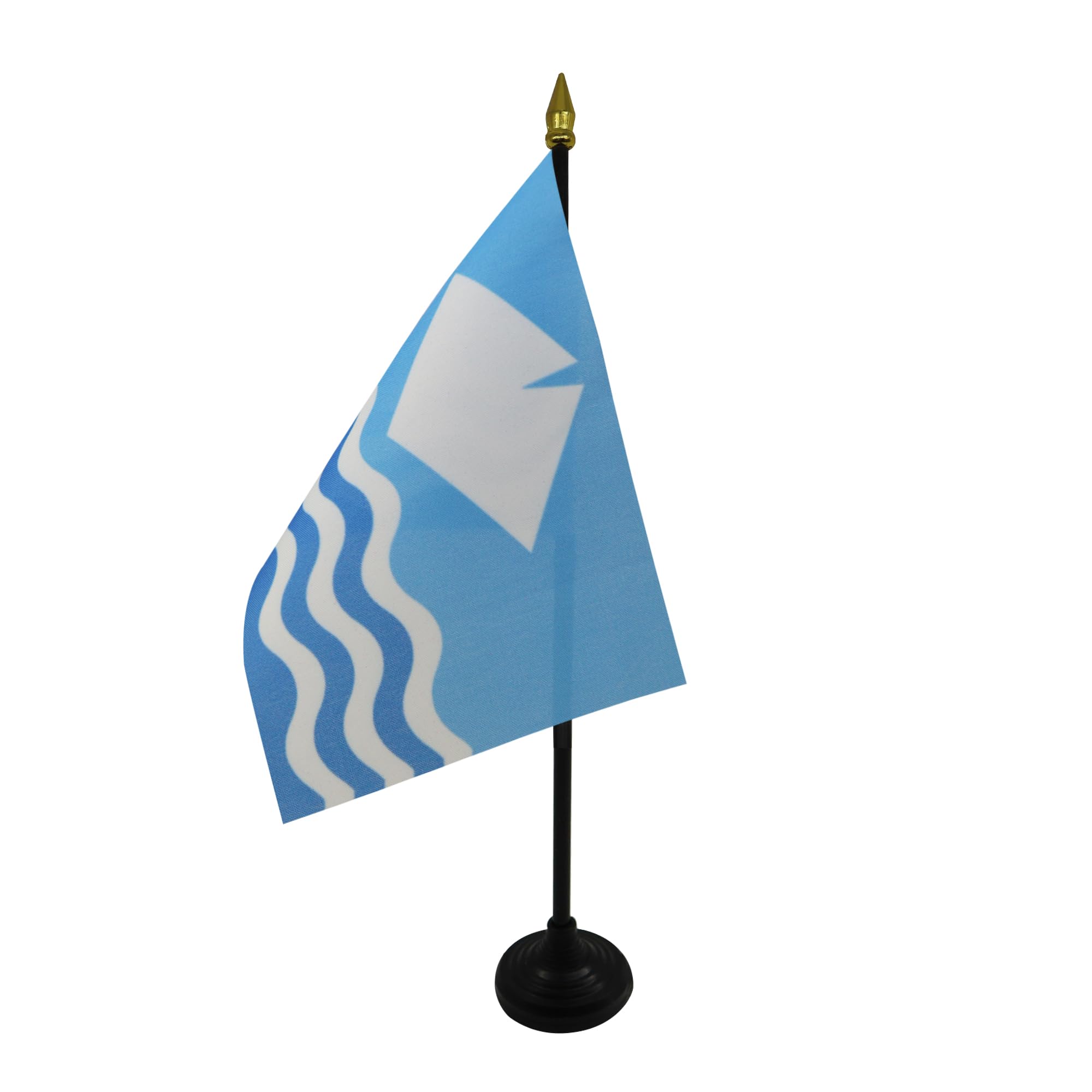 AZ FLAG - Isle of Wight New Table Flag 4'' x 6'' - Isle of Wight New Mini Desk Flag 100% Polyester 15 x 10 cm - Office Mini Banner with 10'' Pole - Golden Spear