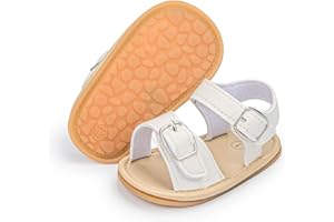 Fromosa Infant Baby Boys Girls Summer Sandals Brown Newborn Lightweight Pu Leather Non-slip Rubber Sole Toddler Outdoor Beach Open Toe First Walker Shoes 12-18 Months