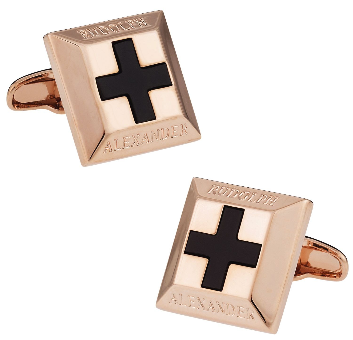 Onyx Cross Rose Gold Cufflinks