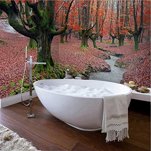 予約 写真の壁紙美しい赤いカエデの森の森の自然3d壁の壁画防水浴室の背景壁紙 280x0cm