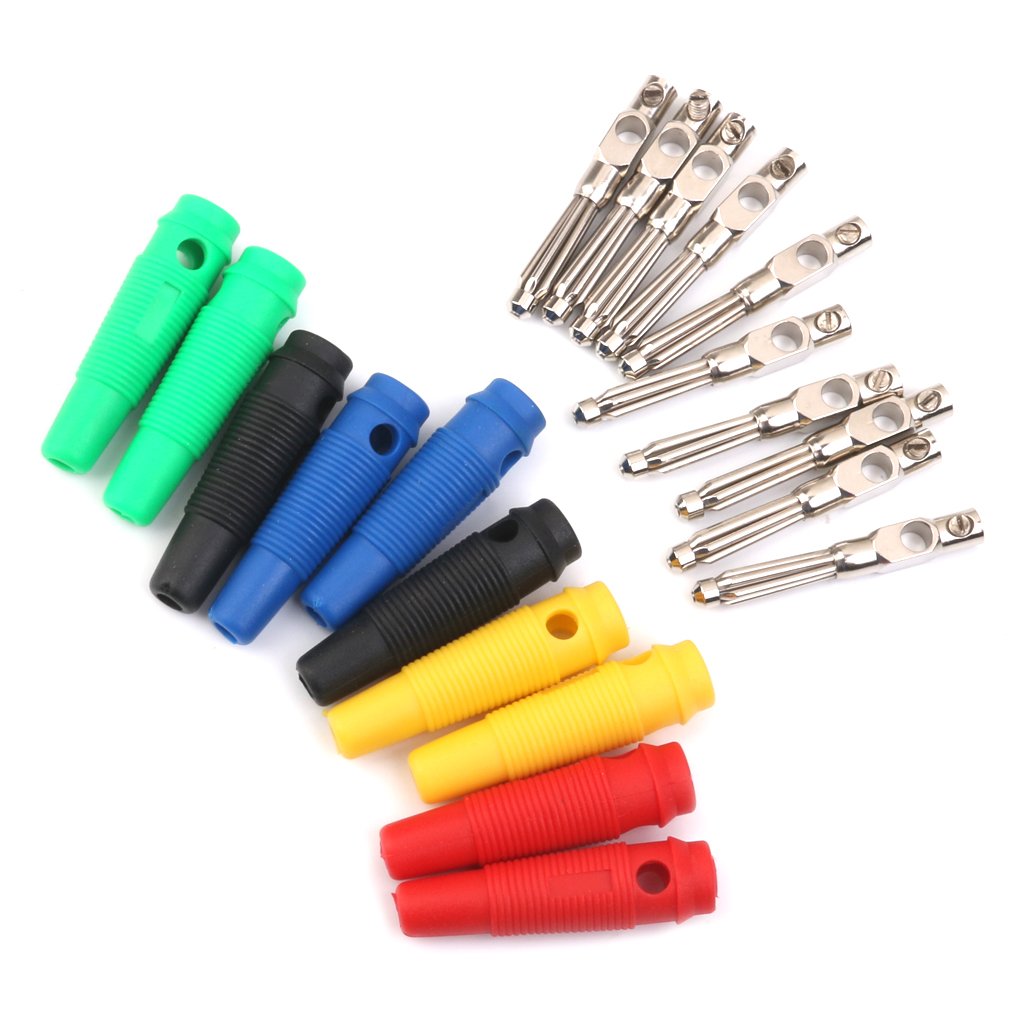 Generic 10 PCS Insulation copper banana plug, nickel plated 4mm plug for speaker cable, cinch cable power cable, multicolor