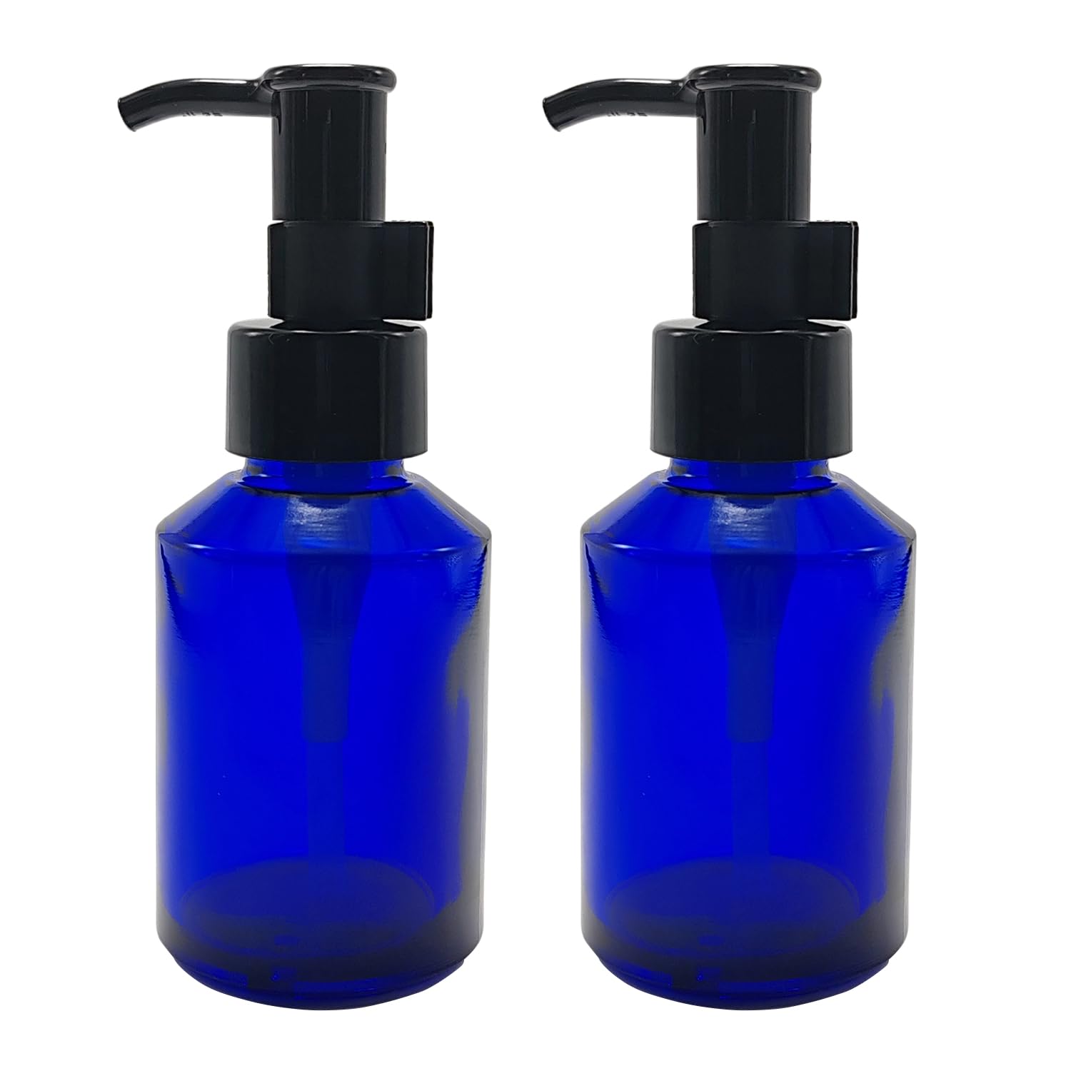 2PCS 60ML/2oz Empty Glass Lotion Pump Bottle Jars with Black Pump Top and Locking System Cosmetic Makeup Packing Storage Container Dispenser for Essential Oil Emulsion Essence Toiletries Toner Liquid