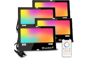 MELPO LED Flood Light Outdoor 800W Equivalent 8000LM Smart RGB Landscape Lighting with APP Control, DIY Scenes - Timing - Warm White 2700K - Color Changing Uplight, IP66 Waterproof US Plug (4Pack)