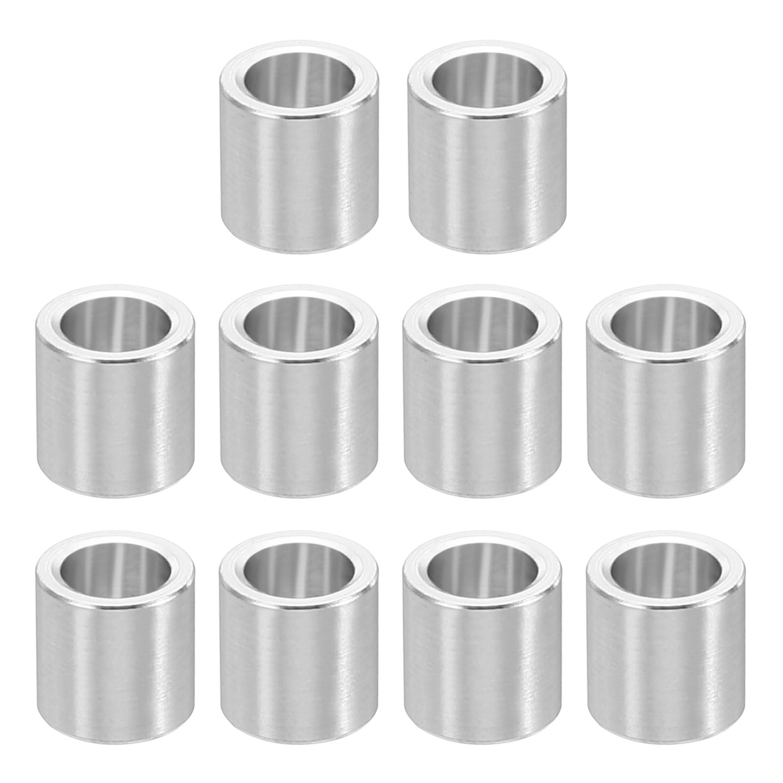 PATIKIL M4 Aluminum Spacers, 10 Pcs Metal Spacer Aluminum 4.1mm ID x 6mm OD x 6mm L Aluminum Spacer Screw Standoff Round for 5/32inch or M4 Screw Bolts