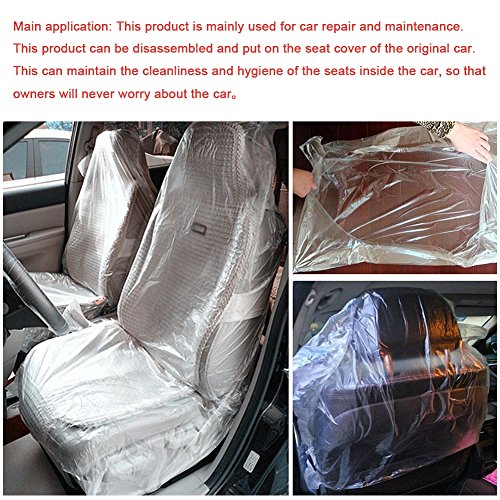 Yosoo Auto Disposable Clear Plastic Seat Covers Protector Mechanic Valet, Pack of100 - //coolthings.us