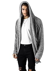 Mens Hooded Cardigan Long Cardigans Sweater Shawl