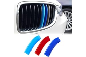 x xotic tech Iconic 3-color Tri Grille Insert Trims Strips, Front Center Kidney Grilles Compatible with BMW 3 F30 4 Series F32 435i Standard Chrome Grill (11 Beam Bars)