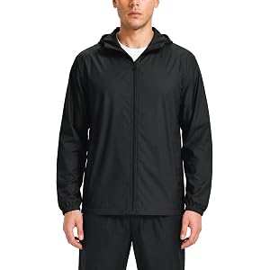 SWISSWELL Men's Rain Jacket Waterproof Rain Coats with Hood Lightweight Packable Windbreaker Jacket for Outdoor Travel Hiking