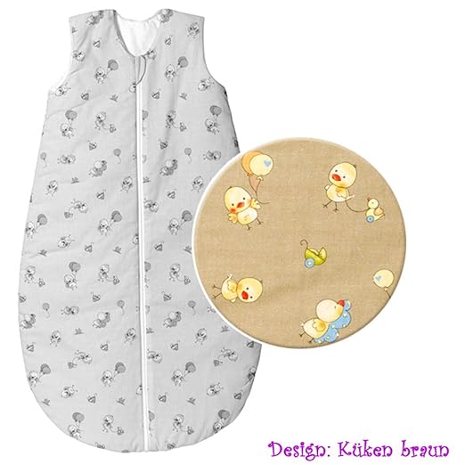 Odenwälder BabyNice Baumwoll Schlafsack Sommer Schlafsack Sommer 3-6 Jahr.// Sommerschlafsack unwattiert 130 cm // Küken brau