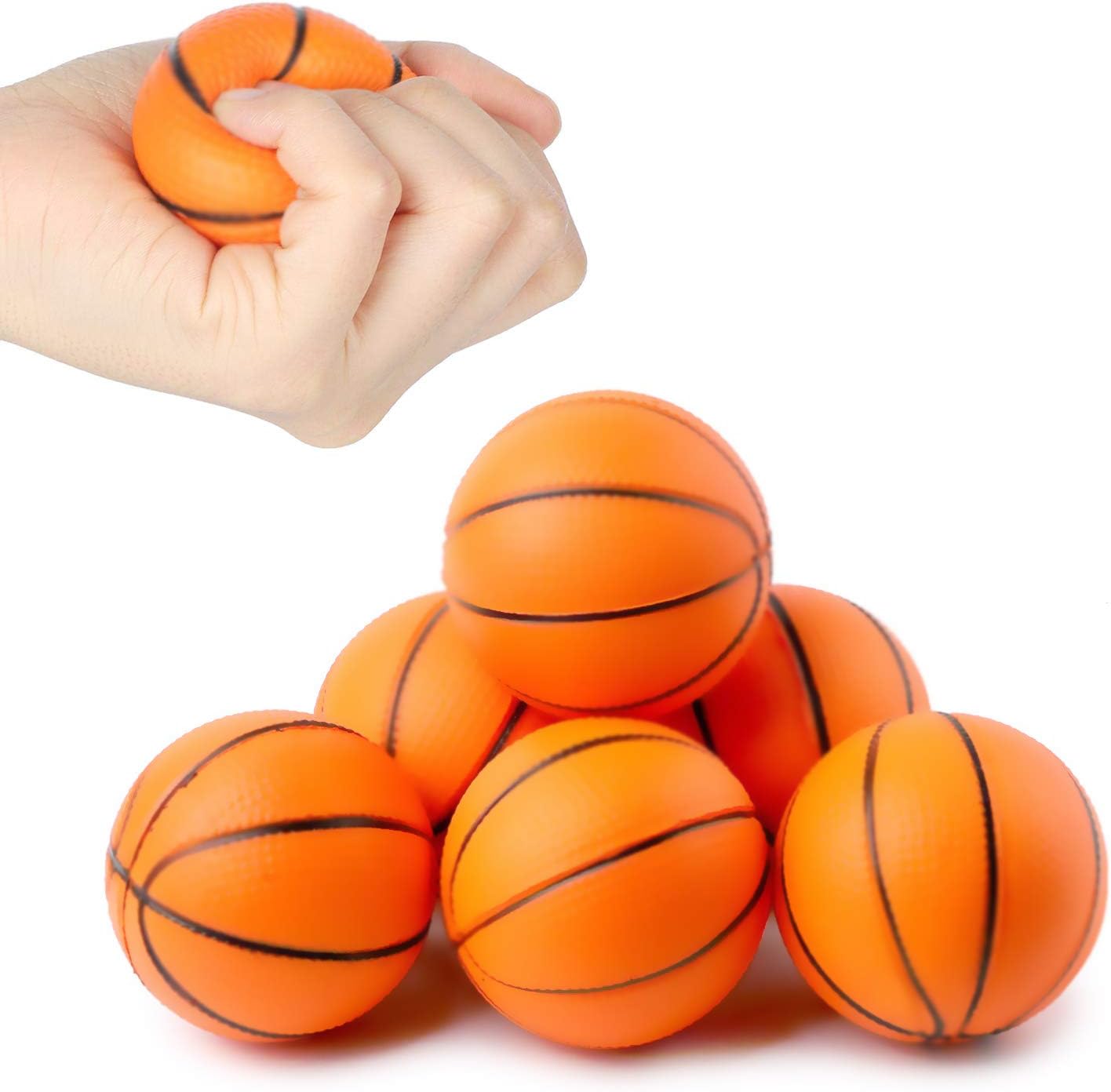 Wang-Data 24 Pack | 2.5" inch Basketball Stress Ball, Mini Foam Squeeze Sports Ball Kids Toy - Pressure Relieving Health Balls for Kids, School, Classroom, Party Favors (2.5" Inches): Toys & Games