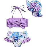 Aimaopao Baby Girls Swimsuit Infant Toddler Girl Bathing Suit Bikini Two Piece Swimwear with Hat