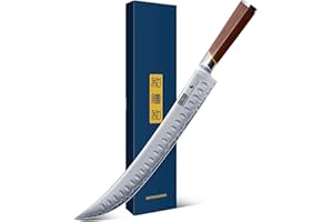 HOSHANHO Brisket Knife, 12 Inch Japanese High Carbon Steel Carving Slicing Knife with Ergonomic Handle, Razor Sharp Curved Bu