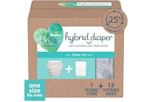 Pampers Hybrid Diaper Trial Kit - (1) Reusable Cloth Diaper Cover + (13) Disposable Inserts - One Size 0-30 Months, 14 Count