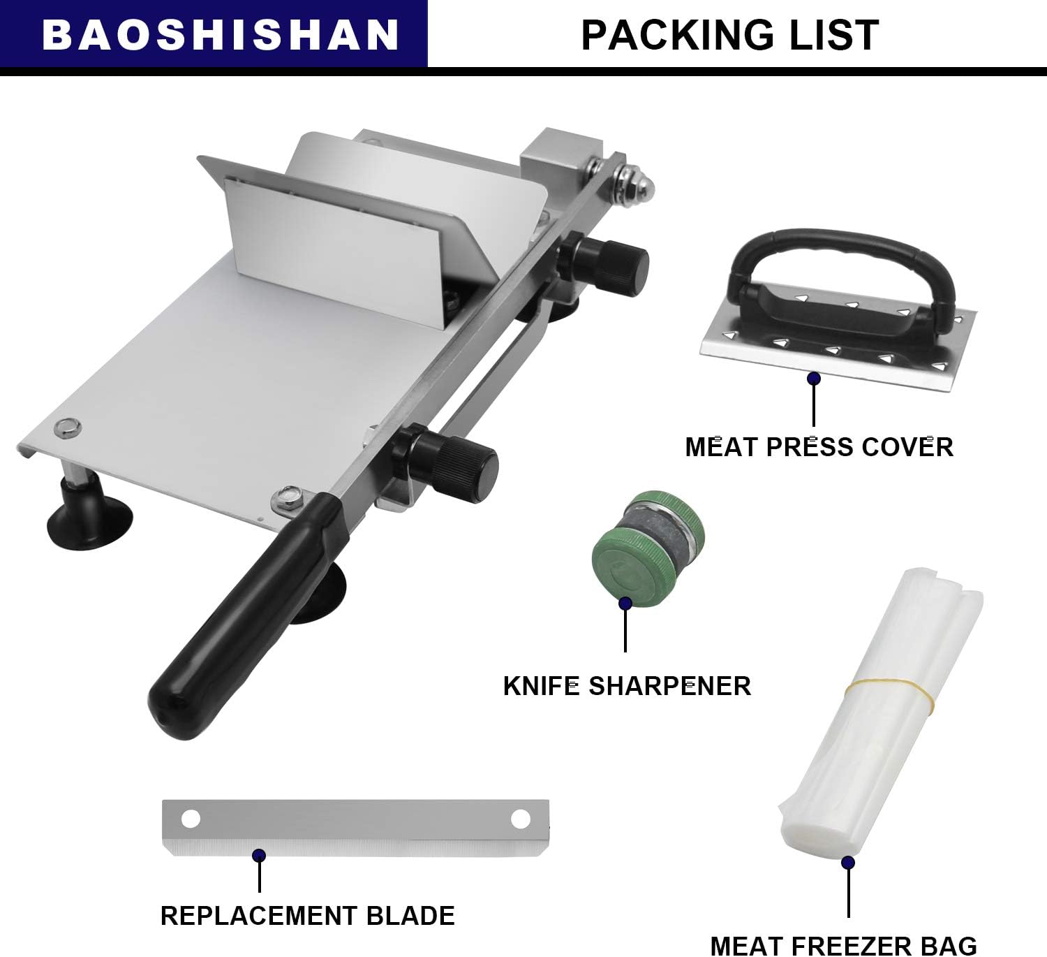 BAOSHISHAN Manual Frozen Meat Slicer Household Slicing Machine for Herb Nougat Bacon Stainless Steel Hot Pot Helper ZB-208B - Image 4