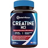 Doctor's Recipes Creatine HCl Capsules, 750 mg, Creatine Hydrochloride for Women &amp; Men, Strength &amp; Recovery, Brain Health, Fast Absorbing, Vegan, 90 Capsules