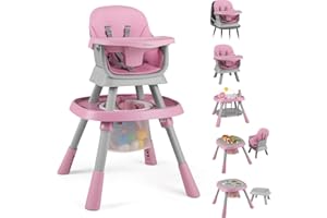 BABY JOY 16 in 1 High Chair, Convertible Baby Highchair for Babies and Toddlers with Activity Center, Booster Seat, Building 