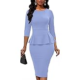 Women's Bodycon Pencil Dress Church Teacher Office Modest Business Wear to Work Sheath Suiting Dresses