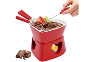 Mini Chocolate Fondue Cup Set, Ceramic Sweet Melting Mug Tealight, Chocolate Fondue Mug Set with 4 Forks for Cheese Chocolate